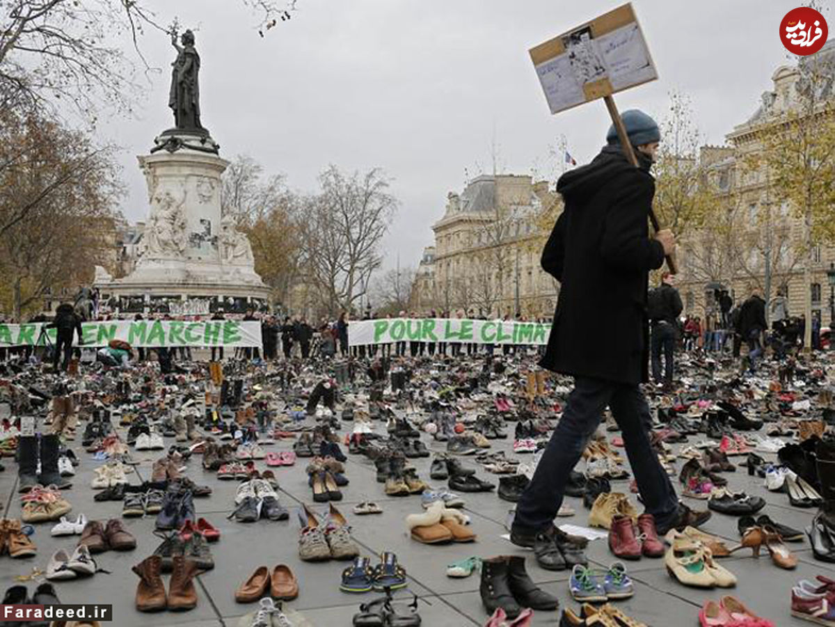 تصاویر/ اعتراض کفش‌های جفت شده در پاریس