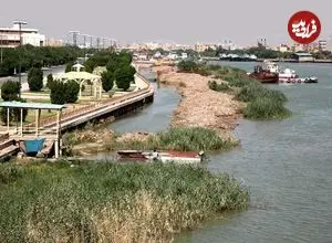 عکس| سفر به ایران قدیم؛ منظرۀ «ساحل کارون در خرمشهر» در دوران قاجار
