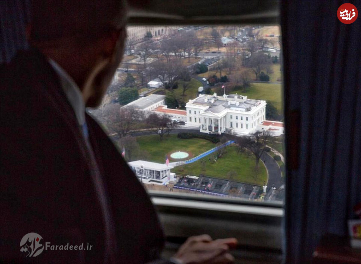 تصویر/ داخل بالگرد اوباما در لحظه خداحافظی
