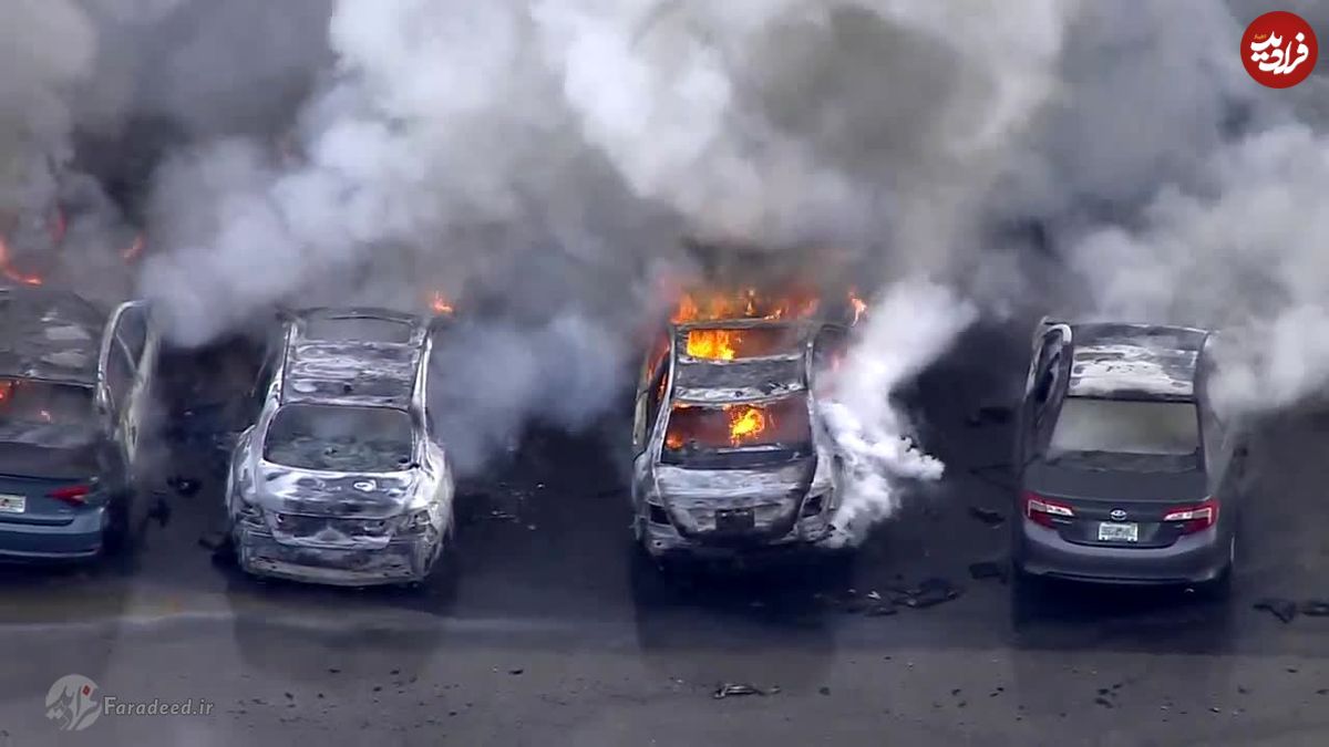 ویدیو/ آتش گرفتن بیش از یکصد خودرو در یک پارکینگ!
