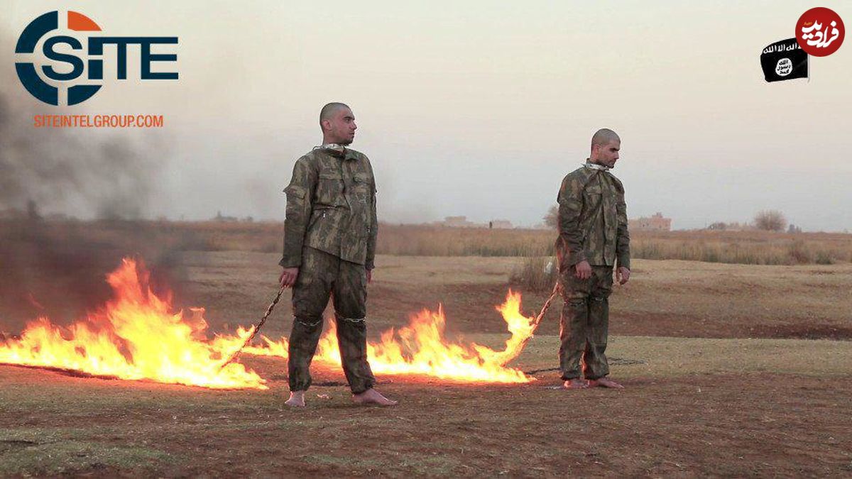 عکس/ داعش 2 سرباز ارتش ترکیه را زنده زنده سوزاند