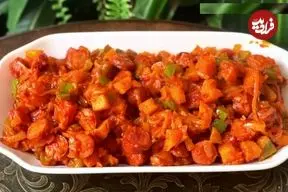 ببینید| طرز تهیه خوراک سوسیس بندری با سیب زمینی