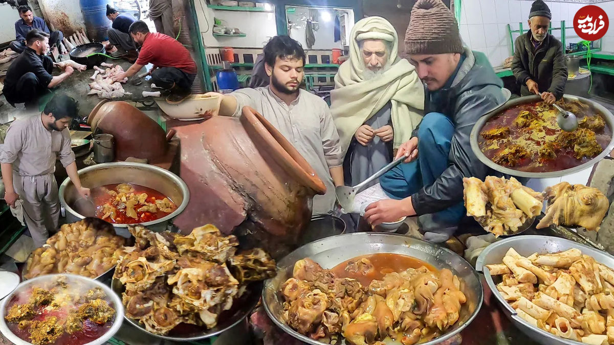 (ویدئو)غذای خیابانی در پاکستان؛ فرآیند درست کردن 200 کیلو کله پاچه 