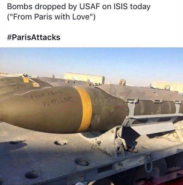 تصویر/ هدیه عاشقانه پاریس برای داعش!