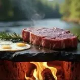 ببینید| غذای روستایی در انگلیس؛ پخت استیک در کنار رودخانه