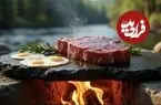 ببینید| غذای روستایی در انگلیس؛ پخت استیک در کنار رودخانه