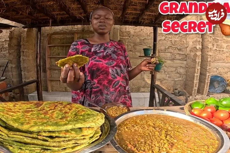 ببینید| غذای روستایی در کنیا؛ پخت نان سنتی آفریقایی با برگ کدو تنبل و تهیه عدسی