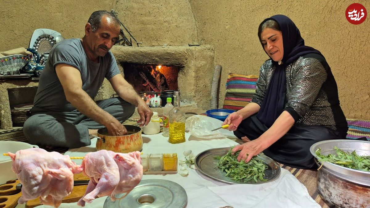 ببینید؛ غذای روستایی در ایران؛ پخت باقالی پلو با مرغ بریانی